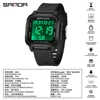 SANDA 2194 Square LED Electronic Watch Mens Multifunctional Digital Timing Clock Calendar Alarm Military Casual Waterproof Watch 6
