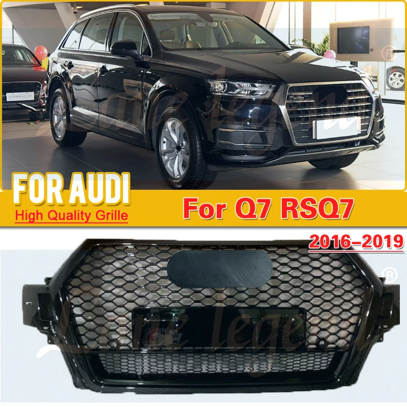 

For Audi Q7 2016 2017 2018 2019 Hot Selling Car Front Bumper Grille Centre Panel Styling Upper Grill (Modify For RSQ7 style)