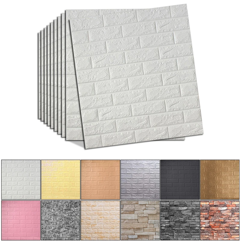10 Pcs/set Diy 3d Wall Stickers Imitation Brick Bedroom Decoration