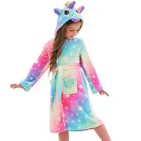 Robe de bain princesse rose pour filles de 3 4 5 6 7 8 9 10 11 12 ans, serviette de bain licorne pour enfants, Kigurumi, peignoir d'hiver pour bébés filles 1