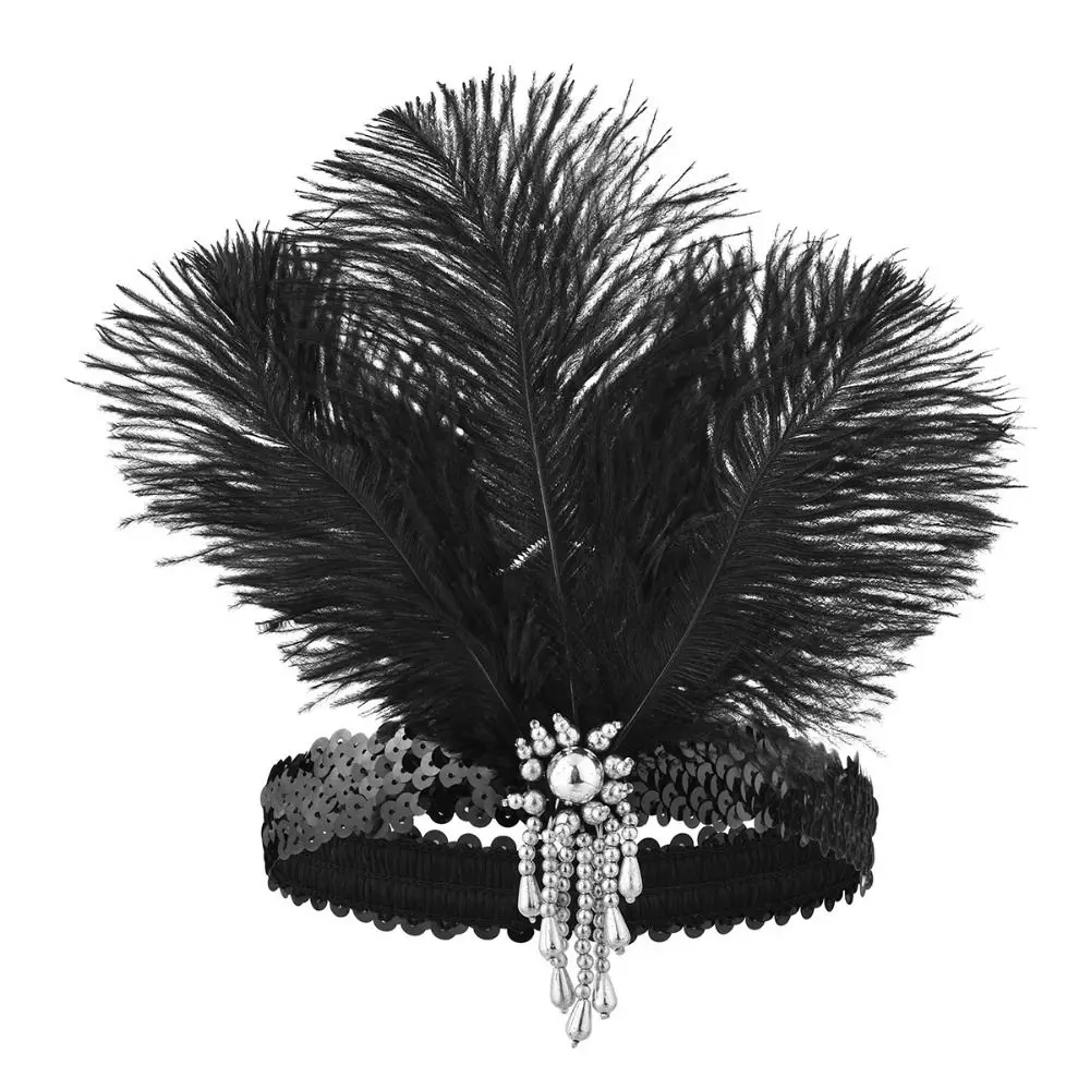 Elegant Feather and Tassel Diamond Cosplay Hairband