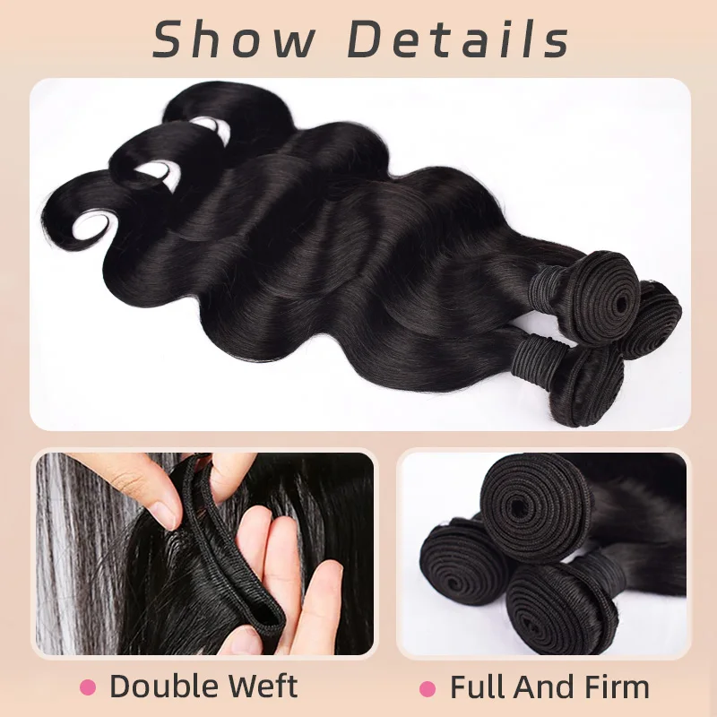 Body Wave Bundles Human Hair Extension Women Human Hair Weave Bundles Natural 12-30 Inch Frontal High-quality Can Be Permed