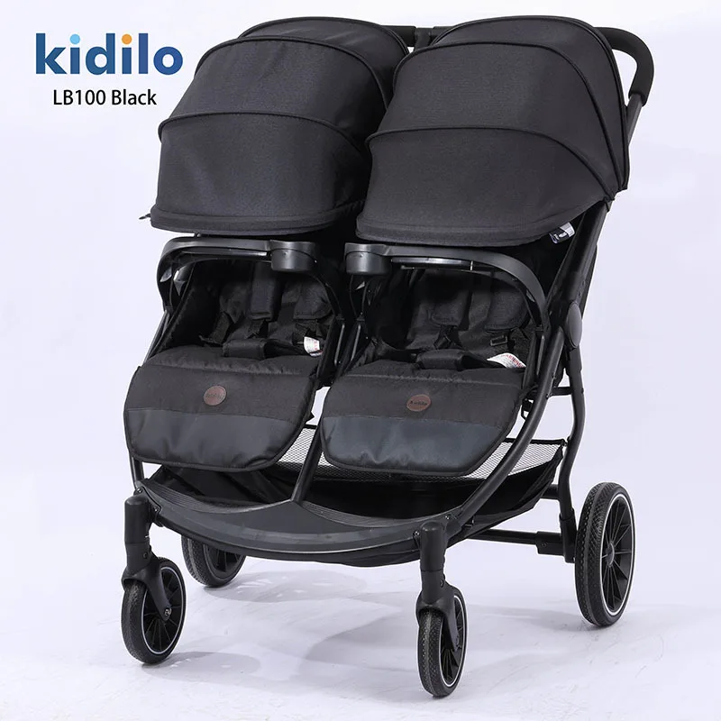 Kidilo Twin stroller Sit and lie down Lightweight folding baby Full shed High view stroller Stroller