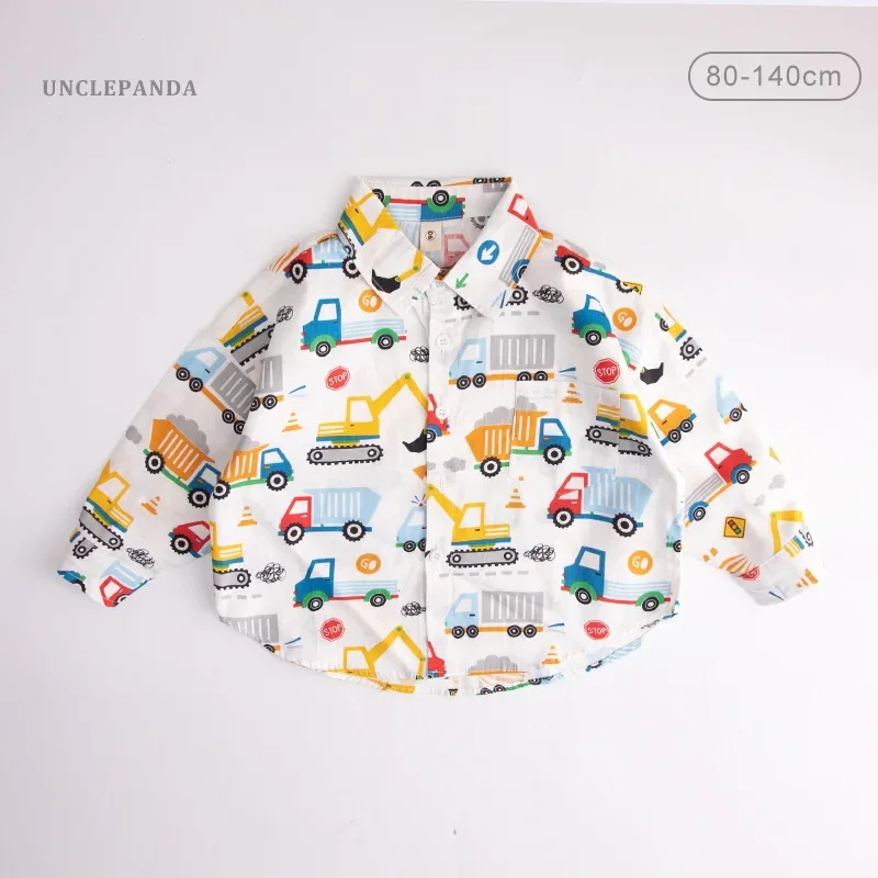Spring Autumn New Children's Shirt Long Sleeve Top Cartoon Casual Vest Baby Jacket Midsize Little Boys Girls Clothing