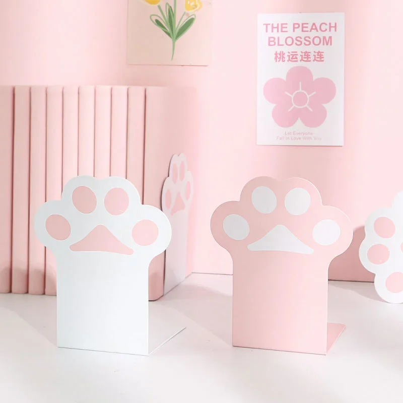 2pcs 크리 에이 티브 고양이 발 북 엔드 Kawaii Anti-skid Book Organizer 데스크탑 도서 지원 한국어 편지지 학교 사무용품