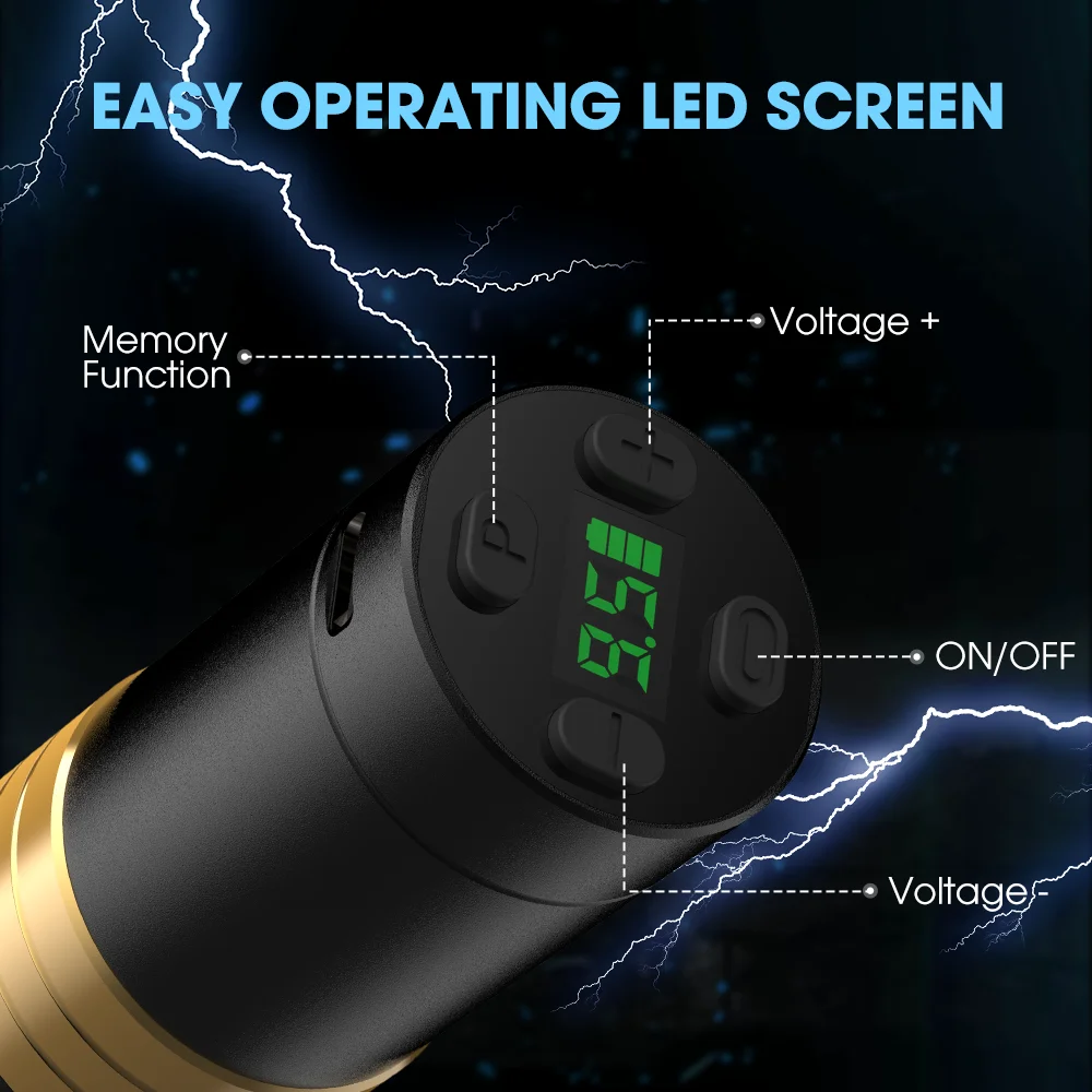 Filtro TORA Cartuccia wireless Macchina per tatuaggi Penna Kit per tatuaggi Batteria di alimentazione wireless 1600mAh LED per aghi per tatuaggio a cartuccia - immagine 5