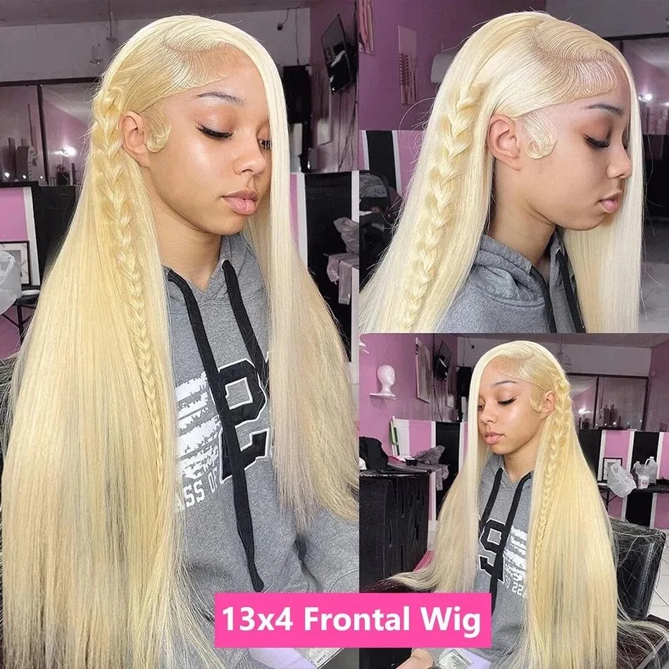 34 Inch 13x4 Blonde 613 Color Human Hair Wigs Straight Lace Frontal Wig 13X4 Brazilian Wig For Black Women 7
