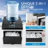 Maker Machine with Water Cooler Dispenser Combo, 48LBS/24H, S-M-L 3 Sizes Bullet Ice, Fast 6 Mins, 5LBS Ice Storage Basket, 2 Wa 2