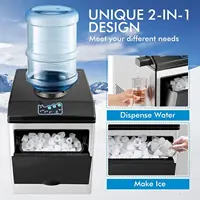 Maker Machine with Water Cooler Dispenser Combo, 48LBS/24H, S-M-L 3 Sizes Bullet Ice, Fast 6 Mins, 5LBS Ice Storage Basket, 2 Wa 2