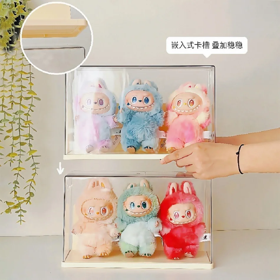 Labubu transparent display box single stackable canvas vinyl storage box figurine blind box storage rack image 8