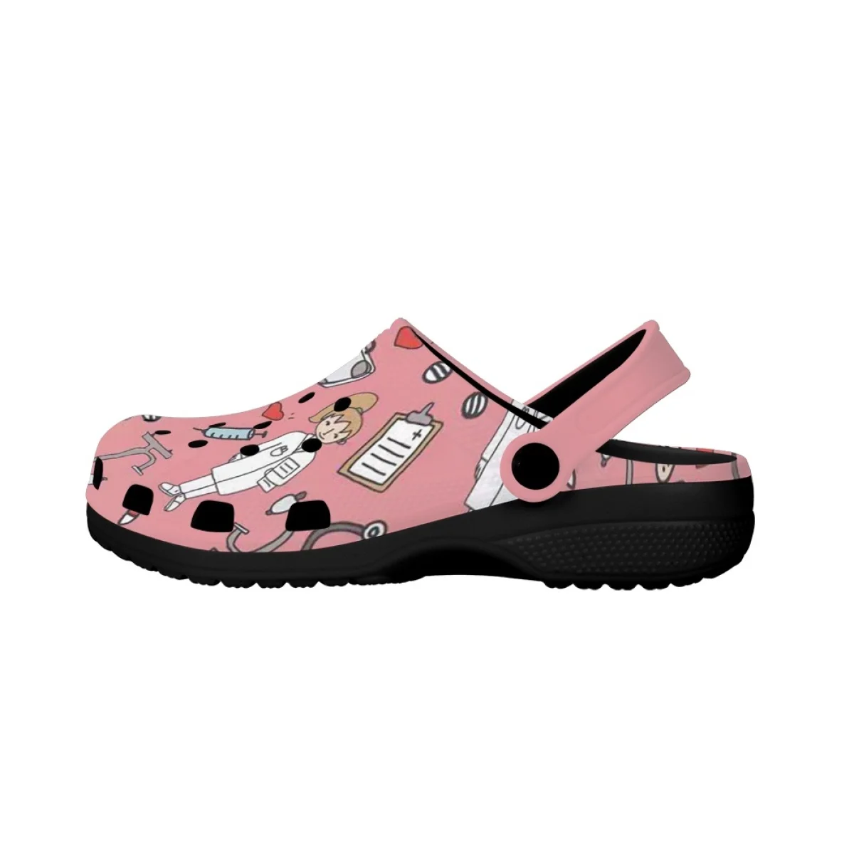 Classic Nursing Shoes Pink Cartoon Nurse Printing Sandals Women's Medical Hospital Fashion Sandals Lightweight Zapatos Mujer