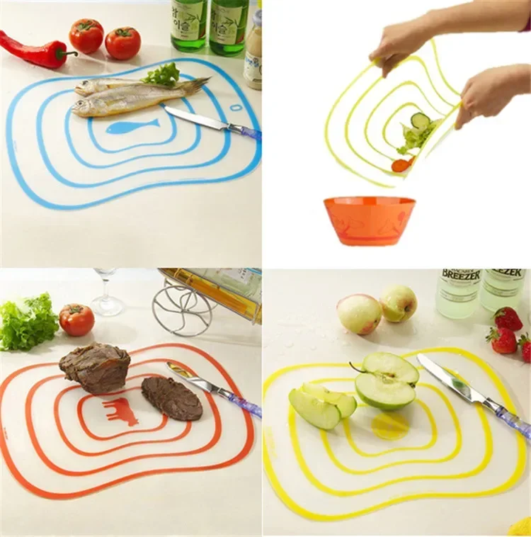 Household Transparent Vegetable Cutting and Rolling Surface Non-Slip Large Creative Plastic Cutting Board קרש חיתוך למטבח도마걸이거치대