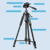 Phone Travel Self Tripod  Aluminum Tall 55” 140CM Stand With Quick Plates Mount Pan Head For Canon Nikon DSLR SLR Digital Camera 4