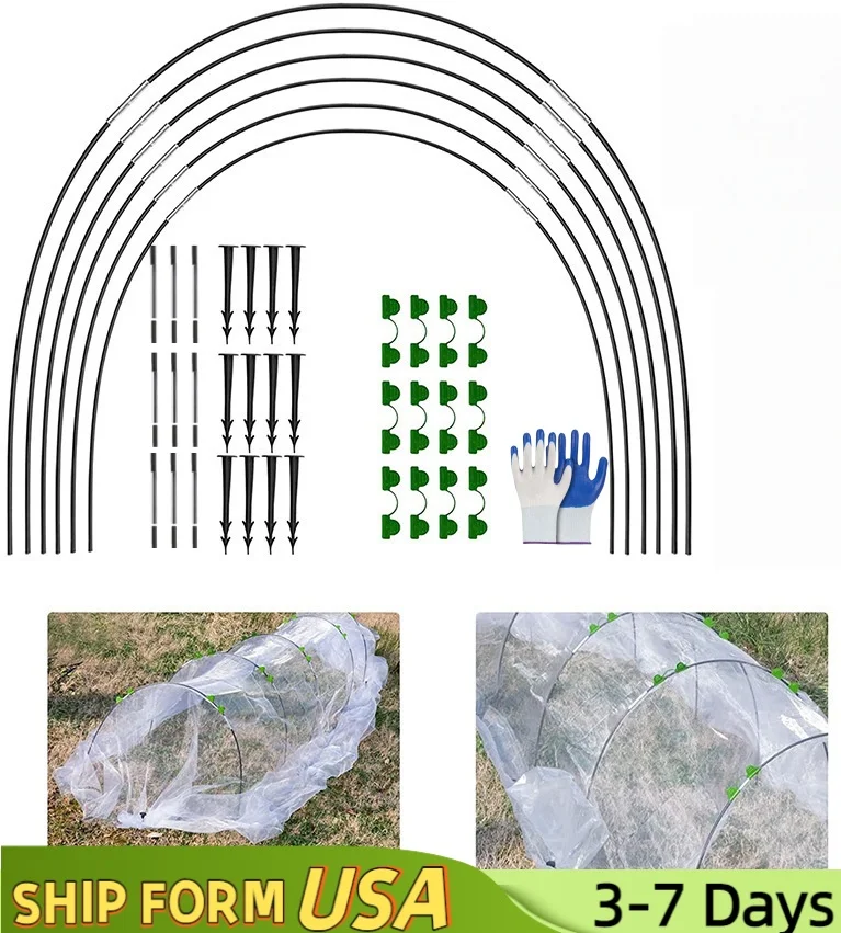 Garden Hoops Grow Tunnel, Greenhouse Hoops for Raised Beds, Rust-Proof Fiberglass Frame for Garden Netting, Small Greenhouse Kit