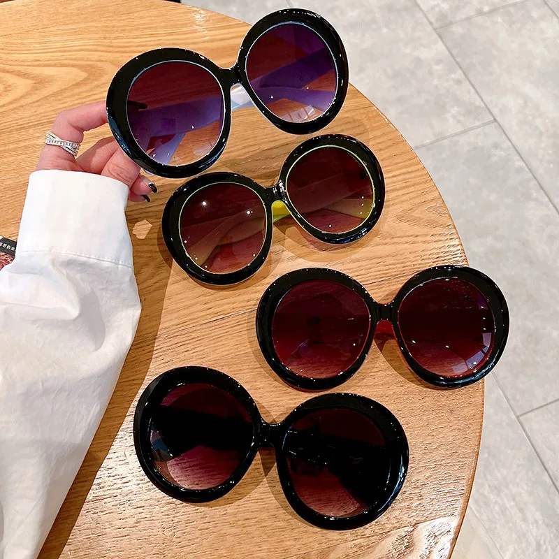 

Oversized Round Sunglasses Women Trendy Vintage Gradient Goggle Sun Glasses Fashion Luxury Brand Design Shades Eyewear New