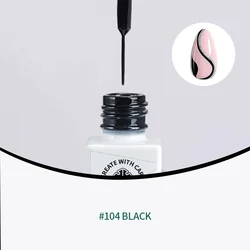 Gel Nail Polish Liner Set - 5 Vibrant Colors for DIY French Tips and Swirl Art (104 BLACK)