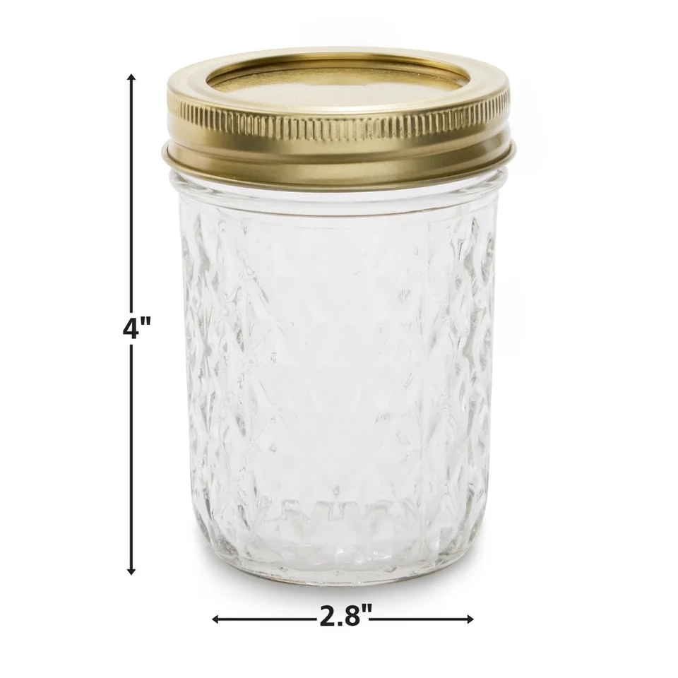 8oz Clear Quilted Glass Canning Jars Set 12 Count