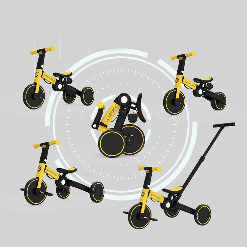 4 In 1 Baby Stroller Pedal Tricycle Two Wheel Balance Bike Trolley Lightweight Children's Balance Portable Baby Sliding Tricycle