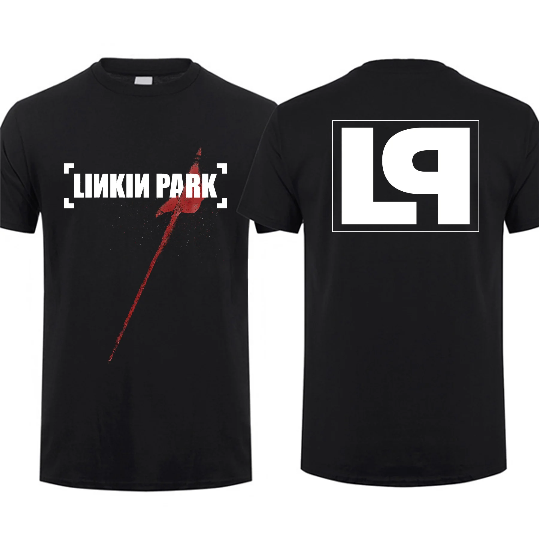 

2023 Fashion Tees Men Linkin Hybrid Theory Red Flag Park T Shirt Double-sided Casual Oversized T-shirt Graphic Streetwear S-3XL