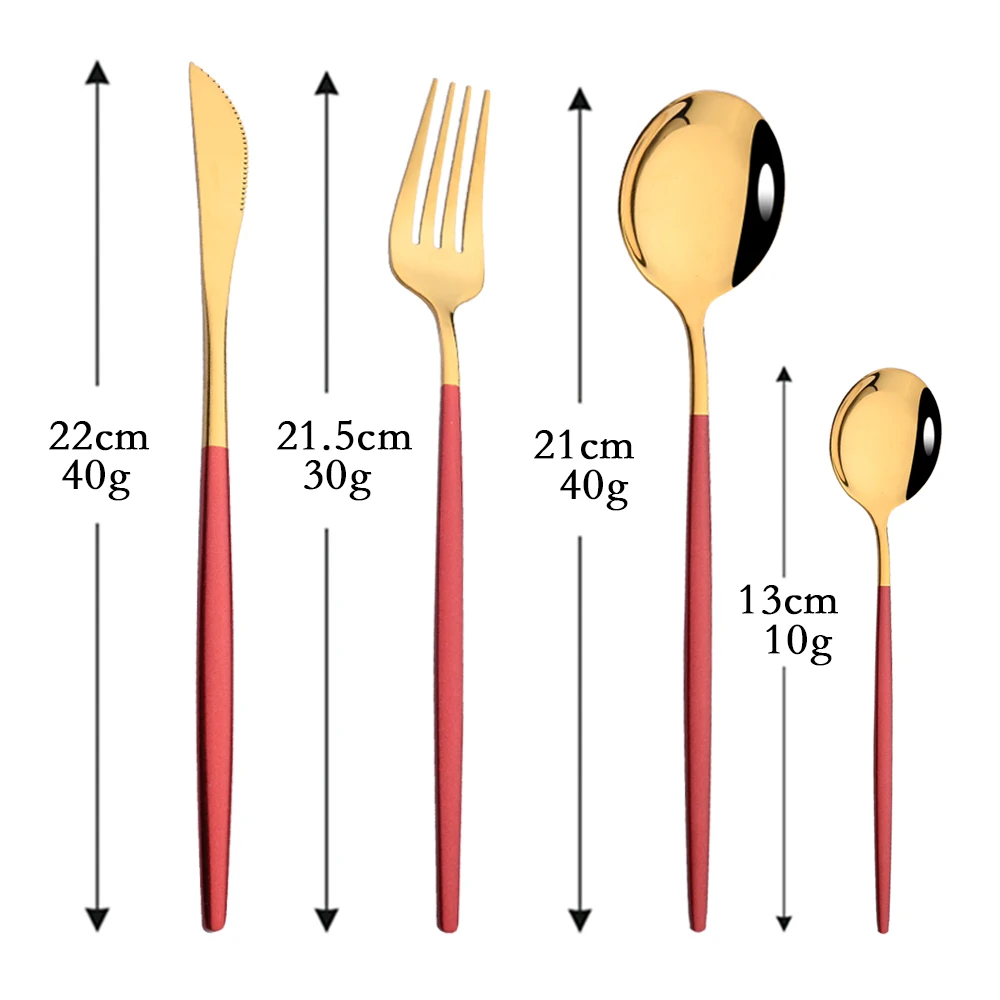 4Pcs Red Gold