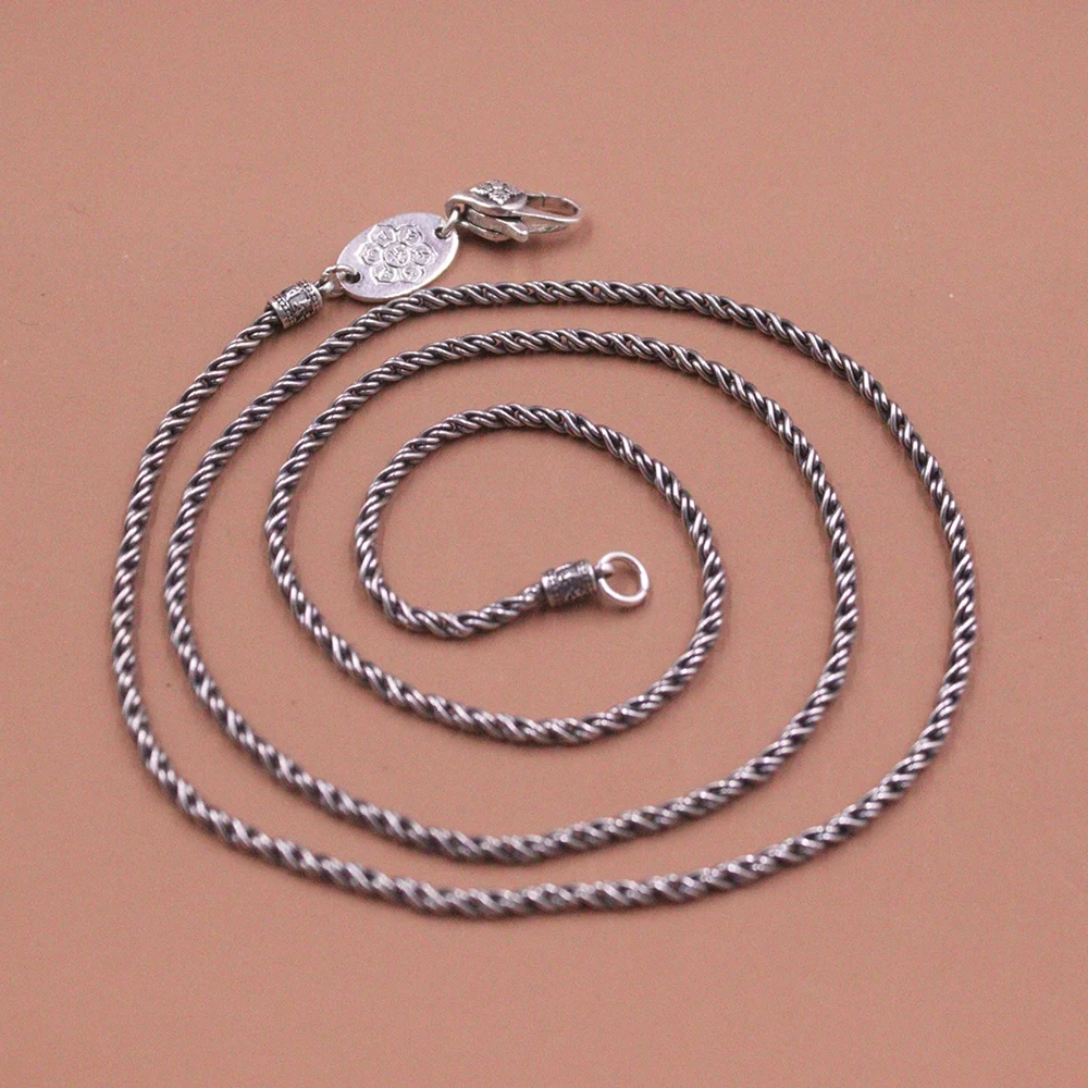 

Pure S925 Sterling Silver Women Men 2mmW Rope Chain Link Necklace 24"L 12-15g