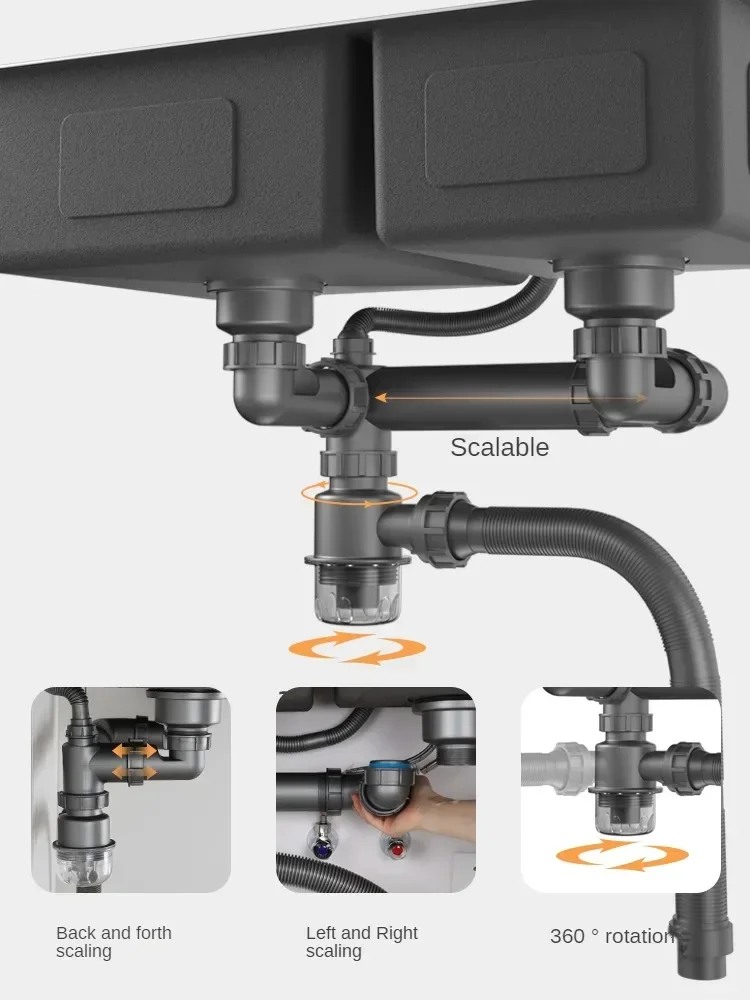 Kitchen Sink Drainer Set Vegetable Basin Downcomer Accessories Sewer Pipe drain pipe Scullery Pool Home & Kitchen