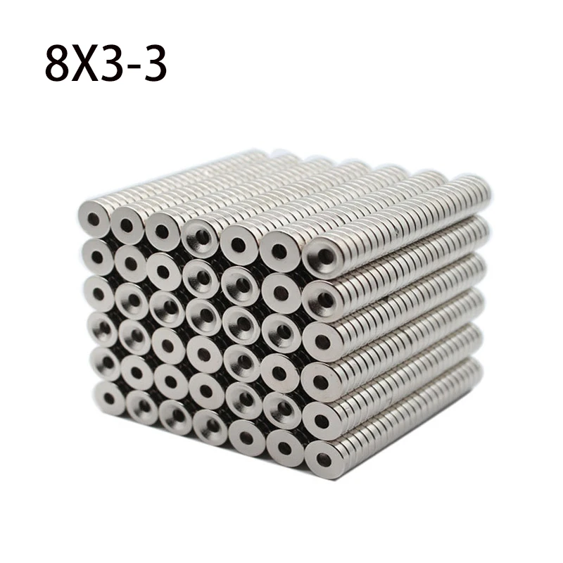 

8x3-3 Neodymium Magnet 8mm x 3mm Hole 3mm Round NdFeB Magnet N35 Super Strong Permanent Magnetic imanes Disc Aimant Imán