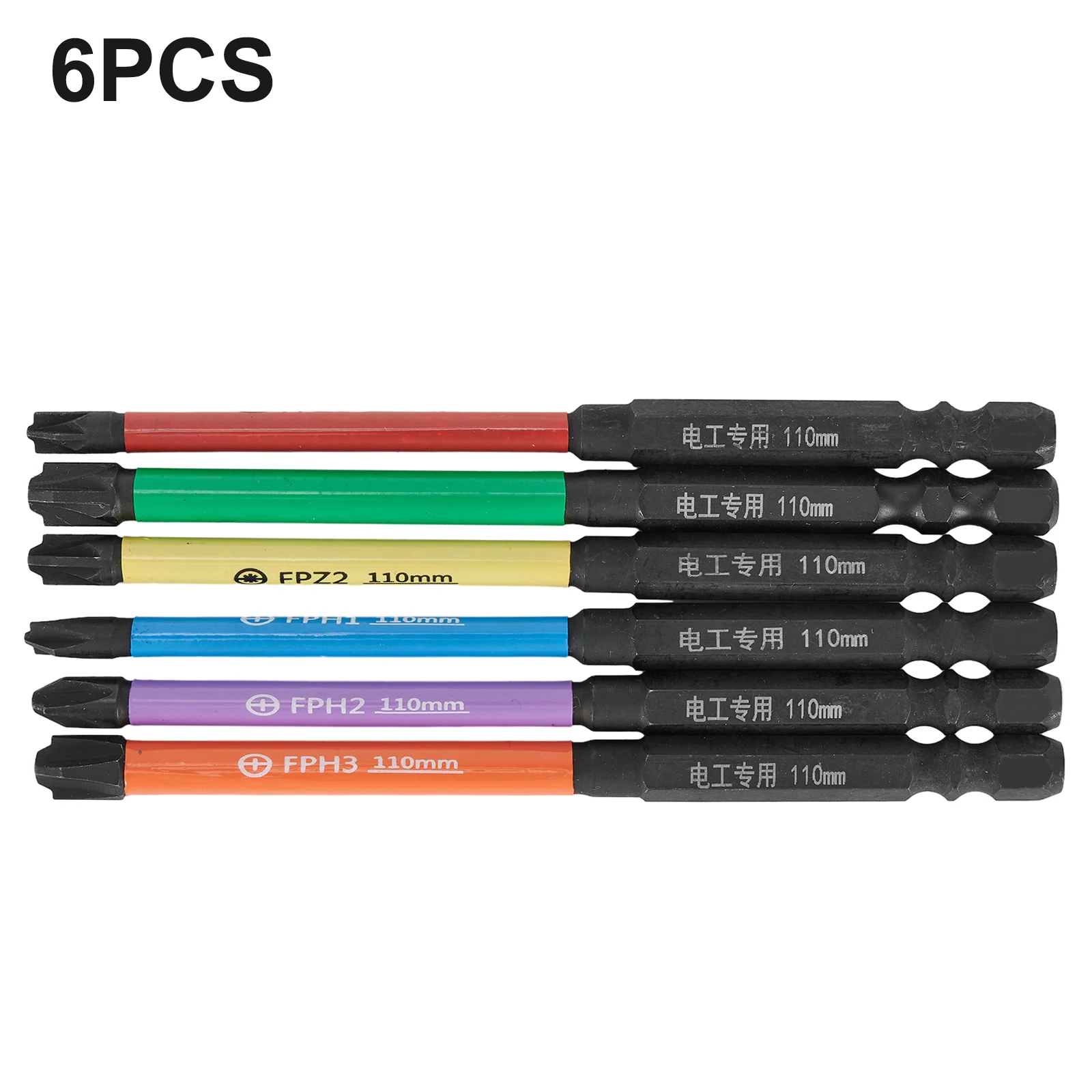 

Electrician Screwdriver Bits 110mm / 4.33’’ Length 6 Pcs/set Alloy Steel FPH1/FPH2/FPH3/FPZ1/FPZ2/FPZ3 Brand New High Quality