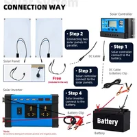 Kit d'onduleur solaire DC12V‑AC220V avec contrôleur 100A, panneau solaire pour la maison, le camping-car, le camping et les situations d'urgence. 4