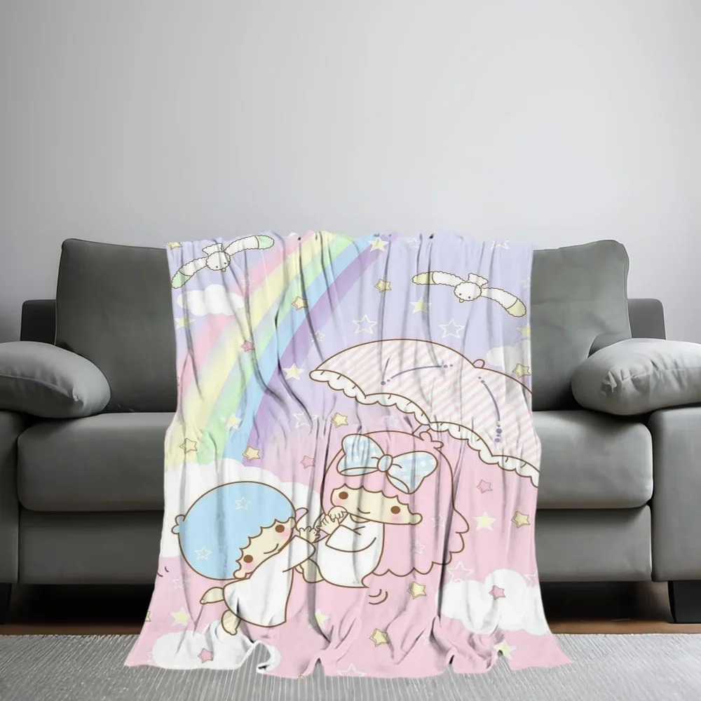 L-Little Twin Stars K-KiKi & L-LalaS Printed Comfortable And Soft Sofa Bedroom Plush Blanket Suitable For Home Travel And Gifts 2