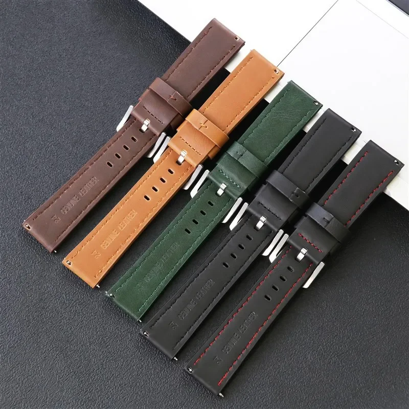 Quick Release Crazy Horse Genuine Leather Retro Watch Strap - Universal Fit, Multiple Sizes Available