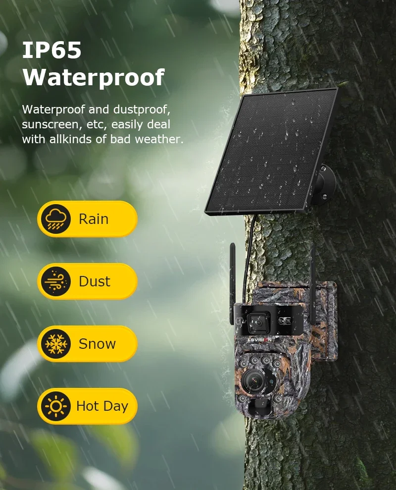 6K 12MP 4G Solar Hunting Trail Camera 60X ZOOM Wireless Outdoor Wildlife Camera