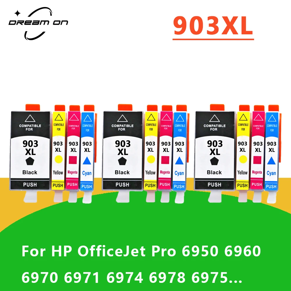 903 907 XL 903XL 907XL Premium Compatible Color Tinta Inkjet Ink Cartridge For HP903 for HP Office jet 6960 6968 6970 Printer