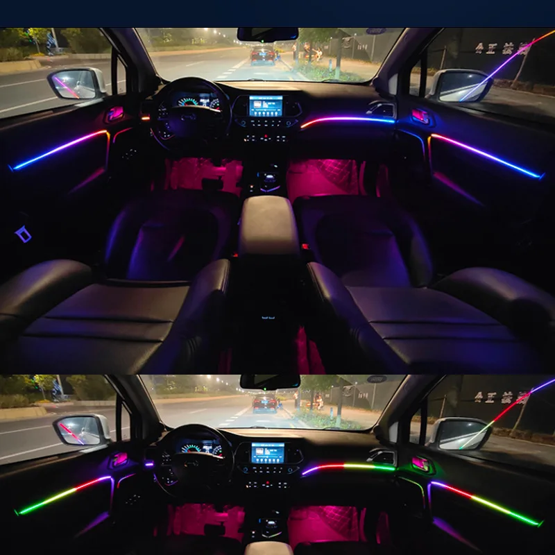 Auto Umgebungslicht/64 Farben Acryl LED Lampe Streifen/RGB Auto Innen Musik Stimmung Beleuchtung/USB/Zigarettenanzünder Netzteil – Detail 7