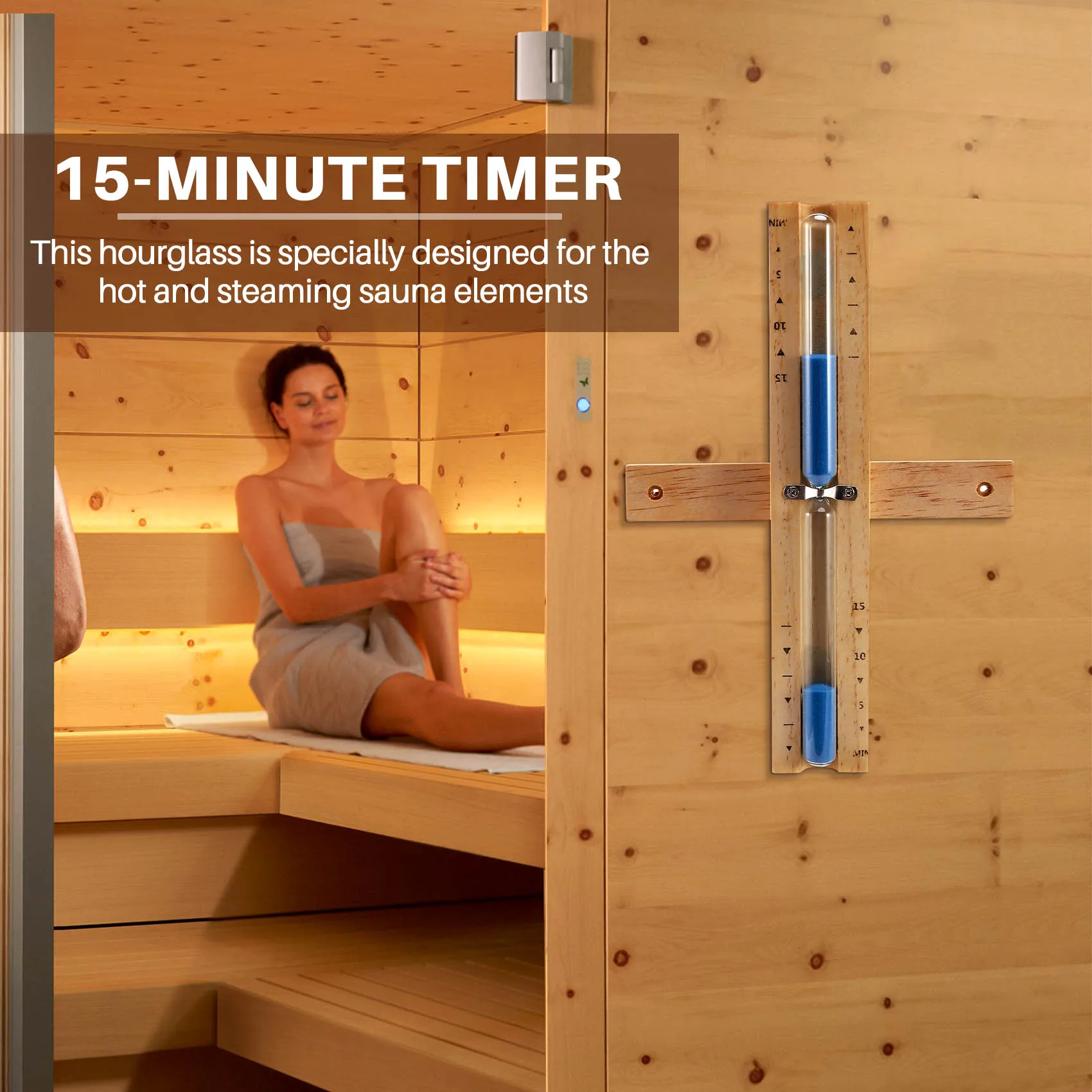 15 Minute Sand Timer Wall Rotating Countdown Clock for Sauna
