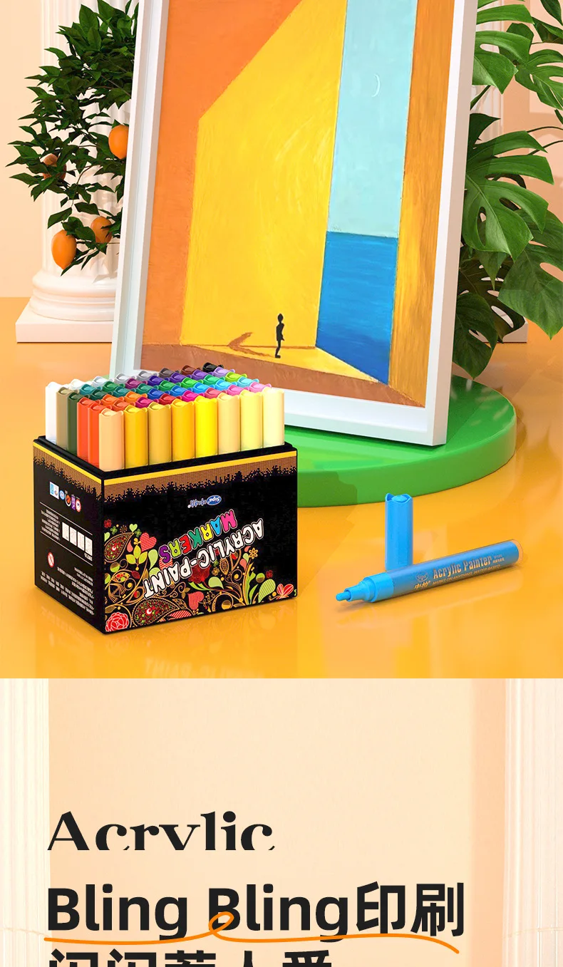 Arrtx Marqueurs Acryliques 90 Couleurs, Stylos à Pointe Pinceau avec Encre Aquarelle Imperméable pour Artisanat, Peinture sur Rochers, Pierre et Céramique