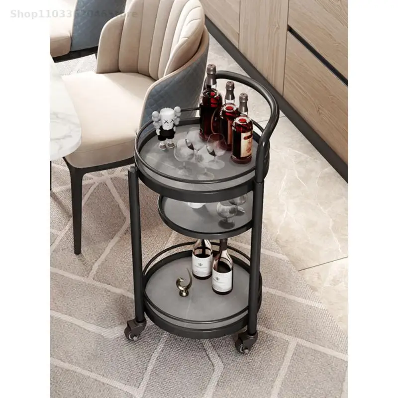 Light Luxury Tea Cart Hotel Wine Cart Trolley Service Dining Marble Cake Beverage Storage Rack Mobile