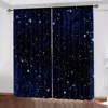 2pcs Galaxy Shining StarsCurtains Childs Fantasy Starry Sky Star Rod Pocket Window Drapes Stars Black Curtains. 1