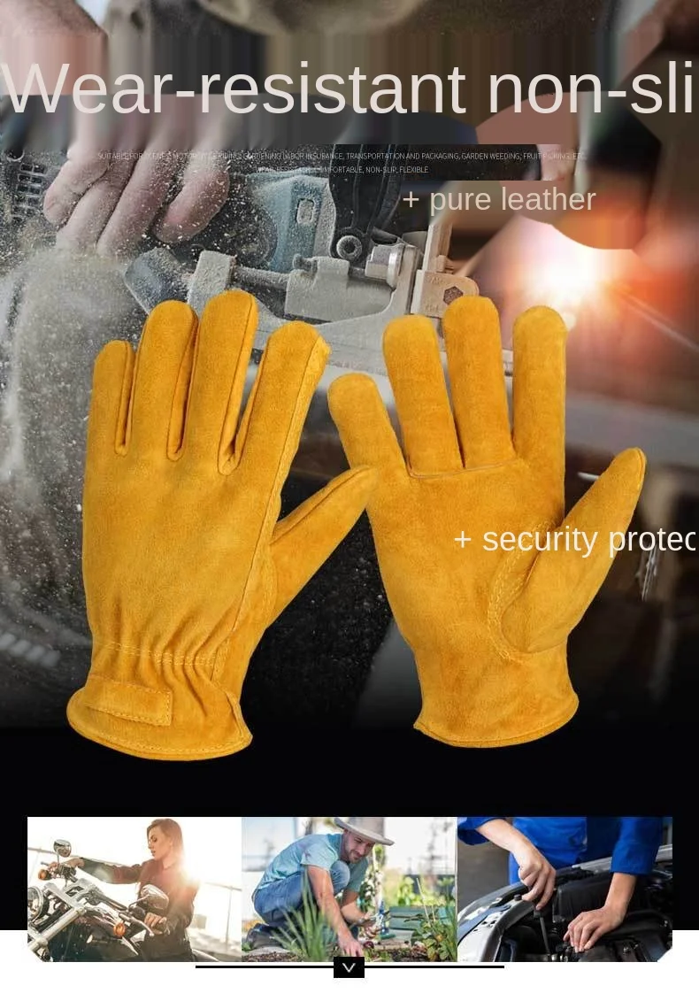 Guanti Da Lavoro In Pelle Con Protezione Spine - Uomo E Donna Per Giardinaggio E Edilizia - Foto 4