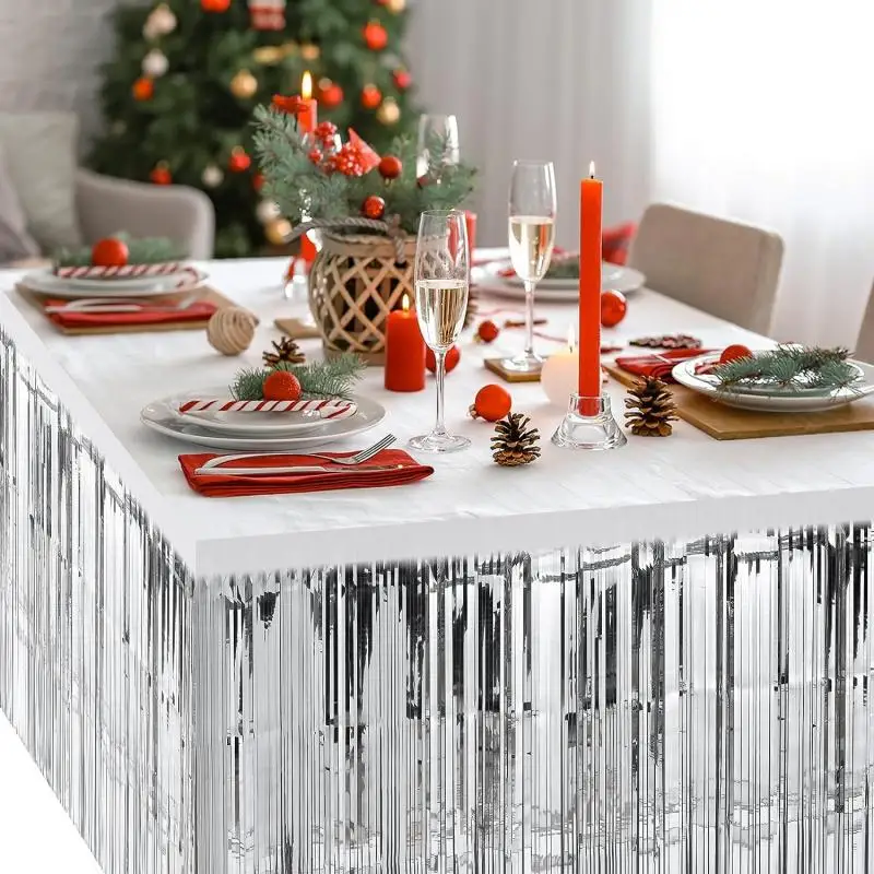 New 4/2/1Pack Table Skirt Wedding Decoration Table Birthday Party Decor Table Skirt Birthday Decoration Tablecloths For Party 2