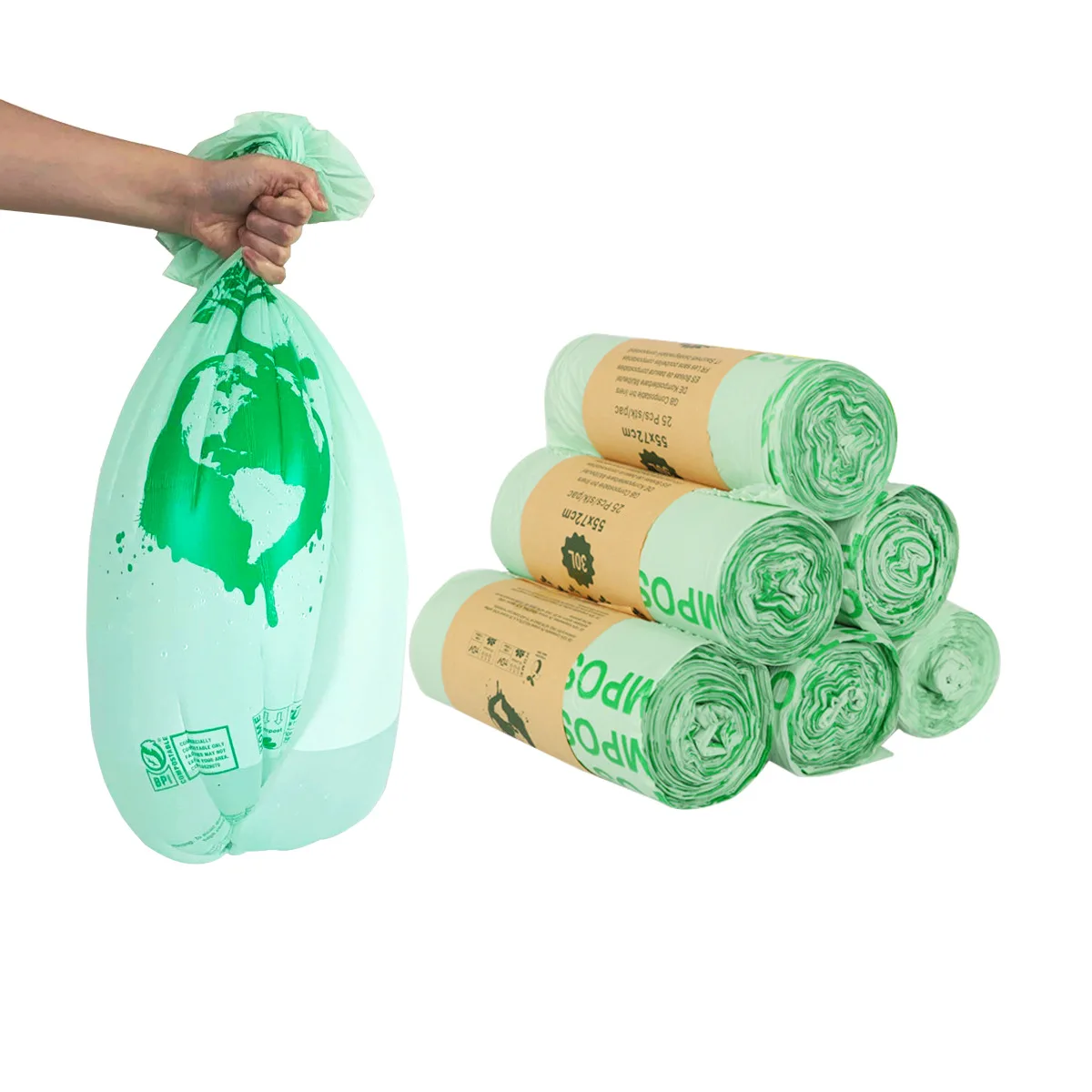 Biodegradable Garbage Bag Corn Starch Kitchen Household Compostable Flat  Mouth Garbage Bag Degradable Trash Bag