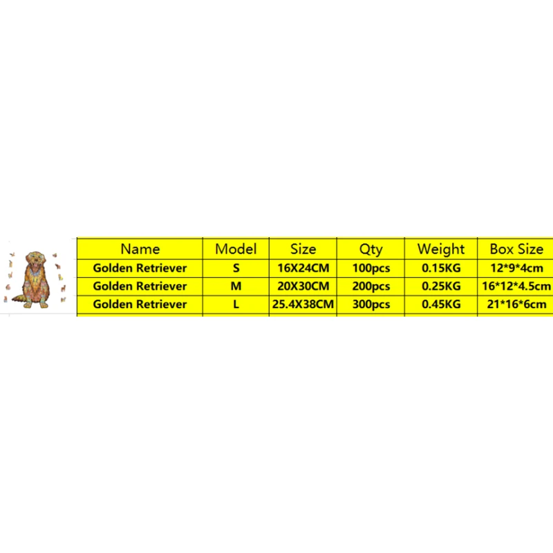 Hot High Quality Wood Jigsaw Puzzle Golden Retriever Wooden Puzzles Adults Montessori Educational Toys Children Board Game Gift 6