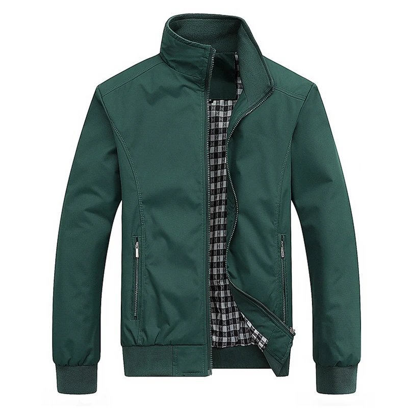 

Solid color New Casual Jacket M-5XL 6XL Men Spring Autumn Outerwear Mandarin Collar Clothing