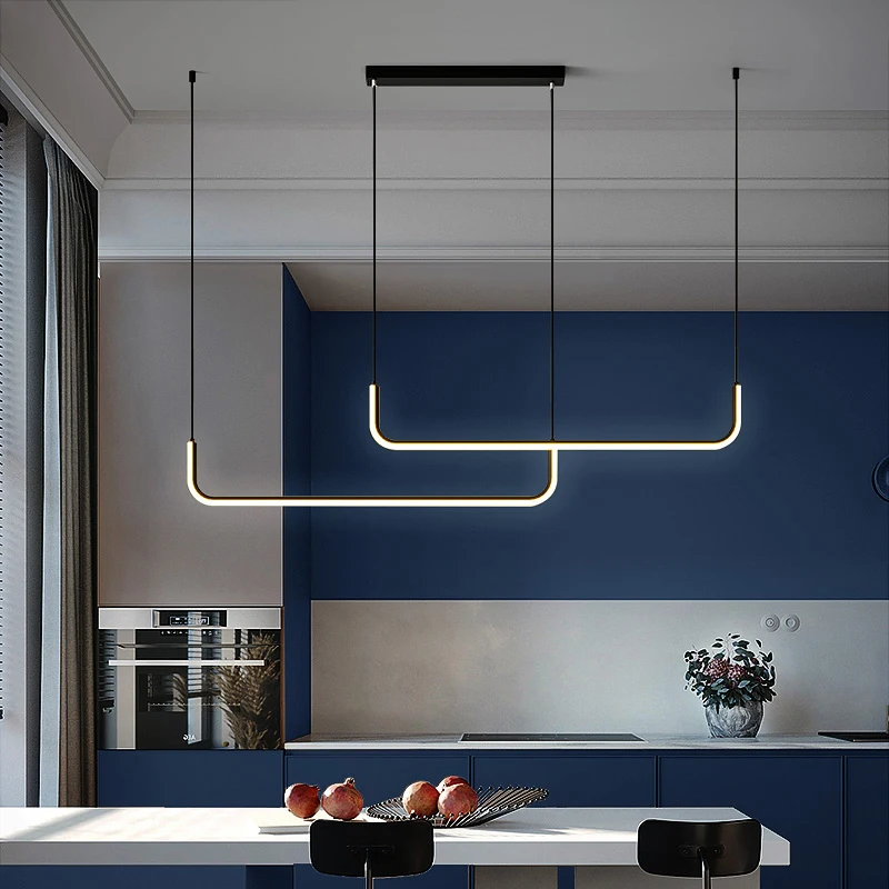 

Modern Simple personality LED Pendant Lights Nordic Black Gold Creative Dimmable for Kitchen Dining Room Home Decor Luminaires
