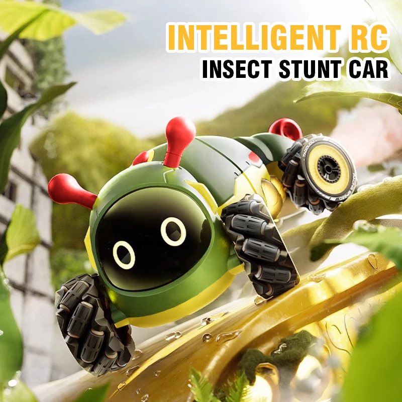 Plastic 4WD RC Insect Stunt Car with Spray Light for Kids