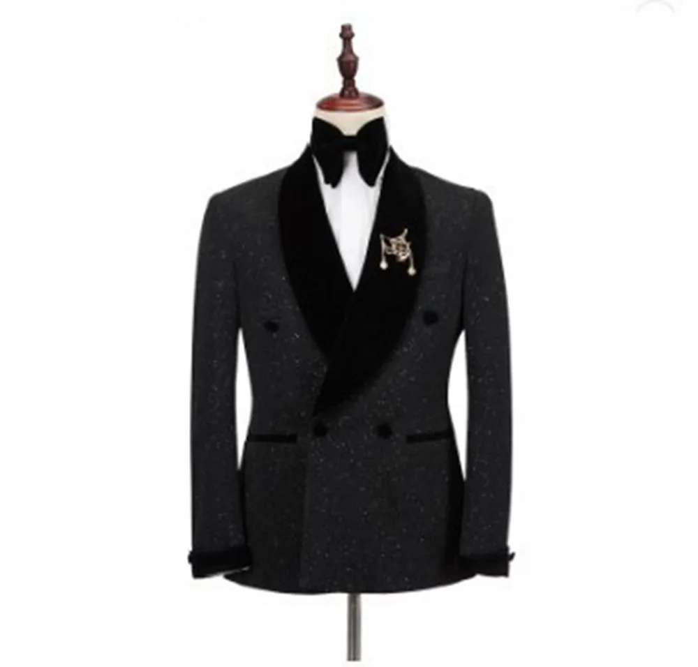 Luxury Sparkling Red Men Suits Wedding Grooms Tuxedos 2Pcs Formal Blazer Trousers Double Breasted Prom Wear Jacket+Pants Outfit