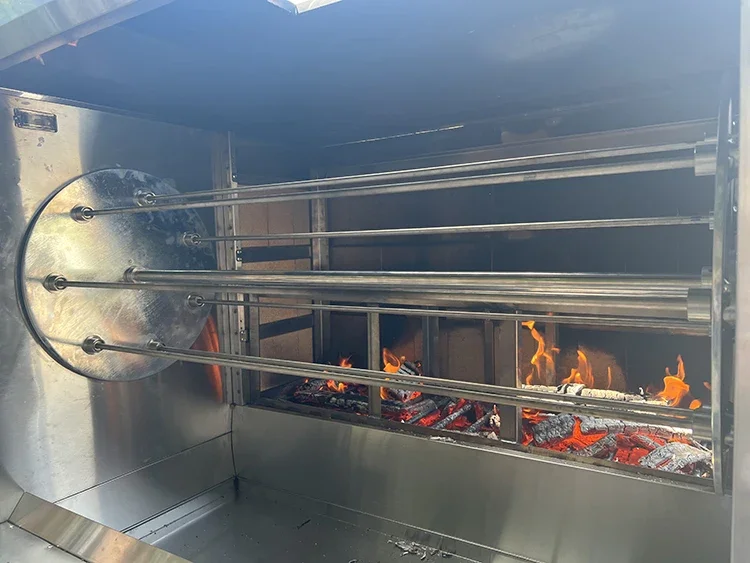 Stainless Steel Grilled Oak Firewood Chicken Roaster Bbq Grill Automatic Charcoal Rotisserie Oven 3