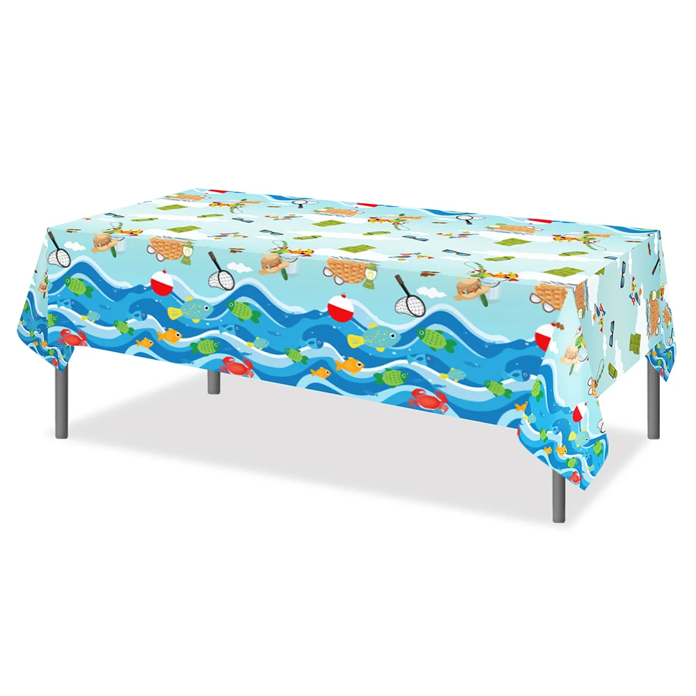 Blue Outdoor Fishing Camp Birthday Party Paper Disposable