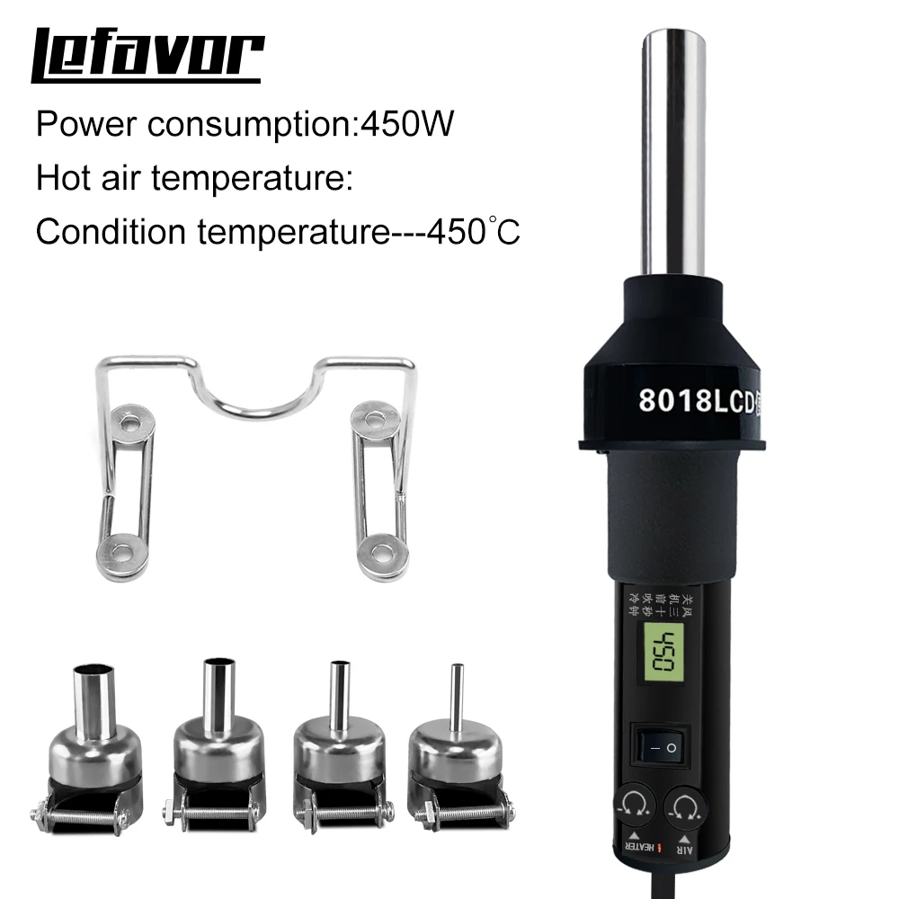 LCD Digital Heat Hot Air Gun Desoldering Soldering Station Temperature Adjustable 110V 220V LEFAVOR
