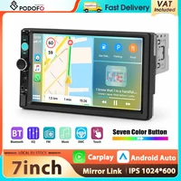 Lecteur multimédia de voiture Podofo avec écran IPS de 7 pouces, universel 1Din, radio MP5, CarPlay sans fil, Android Auto, Bluetooth, FM, USB, EQ, AUX, autoradio 1